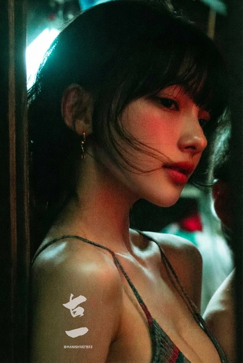 young East Asian beauty (early 20s) tight half-body close-up prompt preview