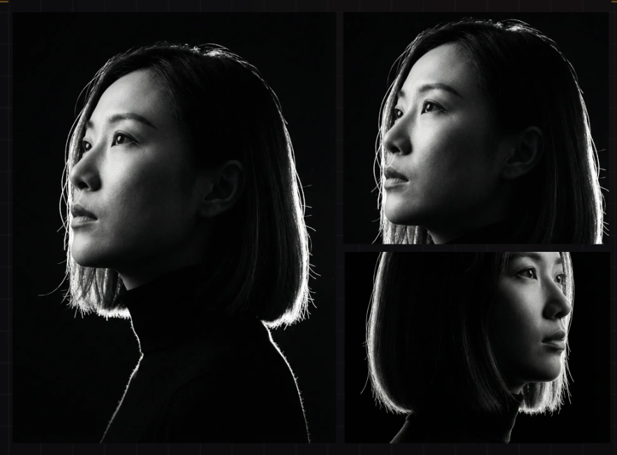 黑白光影人像 prompt preview